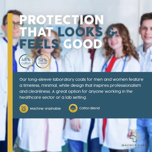 Vista 7 de Professional Lab Coat for Women & Men, White Unisex Labcoat, Cotton Poly Medical Doctor Nurse Med Laboratory Coat