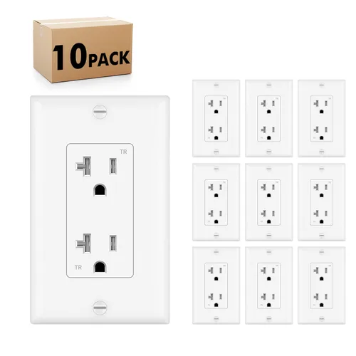 Vista 25 de Micmi Toma de corriente decorativa resistente a manipulaciones, toma de corriente eléctrica decorativa, 15 amperios, 125 voltios, conexión a tierra