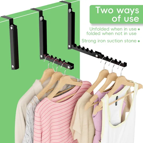 Vista 3 de Ganchos para colgar ropa, extendidos sobre la puerta con 10 crestas, ahorro de espacio sobre el estante de la puerta, ganchos de puerta para colgar