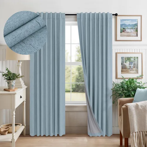 Vista 20 de Pitalk Cortinas cortas 100% opacas de lino para cafetería, 40 pulgadas de largo, 2 paneles, cortinas de puerta francesa para ventana, cortina