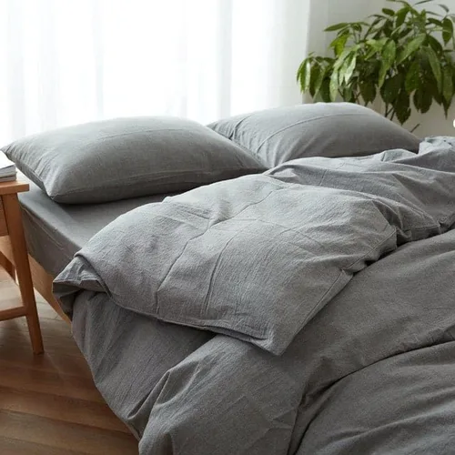 Vista 2 de INDACORIFY Cotton Duvet Cover Light-Weight Comforter Cover Bedcover Grey Color 3 Piece Bedding Set Washed Duvet Cover Pre-Shrunk (Twin 68X90)