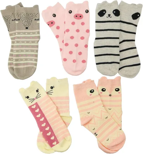 Vista 5 de HzCojulo - Medias de algodón para niñas pequeñas y grandes, 5 pares