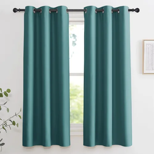 Vista 134 de KGORGE - Cortinas opacas grises para dormitorio 2 paneles, 42 x 63 pulgadas con ojales, cortinas de oscurecimiento de habitación con aislamiento