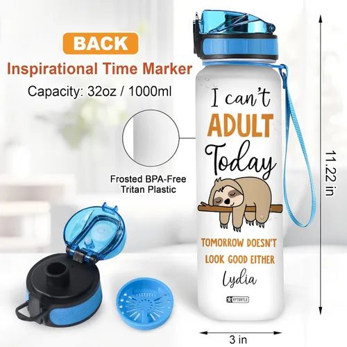 Vista 43 de Hyturtle Botella de agua motivacional personalizada con texto en inglés "I Just Freaking Love Sloths" de 32 onzas, botella de agua con seguimiento