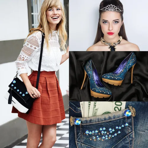 Vista 4 de Hot Fix - Diamantes de imitación de cristal con parte trasera plana, gemas de diamantes de 0.089 pulgadas (6ss 2880 piezas, Jet AB)