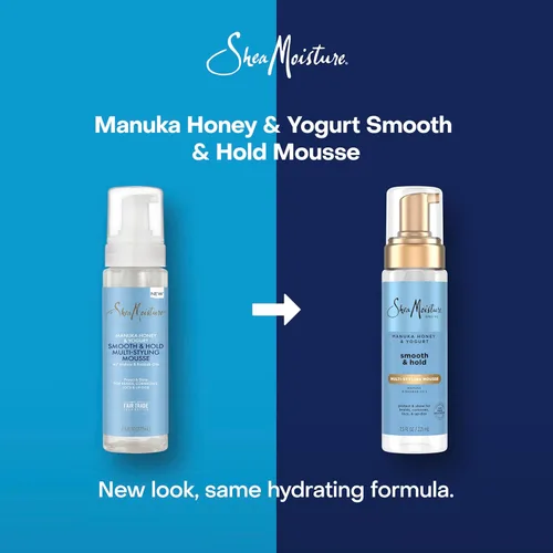Vista 3 de SheaMoisture Manuka Honey & Yogurt Smooth & Hold Mousse para el cabello multipeinado para nutrición, 7.5 oz Suave, Multi-Estilo, Nutrición