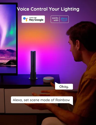 Vista 4 de Govee - Barras de luz LED inteligentes, funcionan con Alexa y Google Assistant, retroiluminación LED WiFi RGBICWW para TV con modos de escena