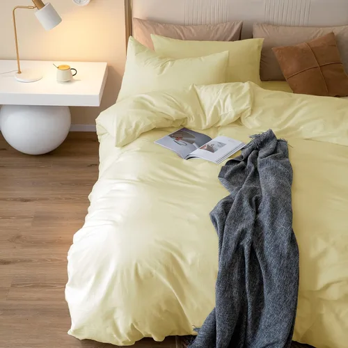 Vista 98 de JIYUAN - Juego de 3 piezas de 1 funda de edredón de algodón 100% lavado de 90x90 pulgadas (relleno no incluido) y 2 fundas de almohada, cómodo