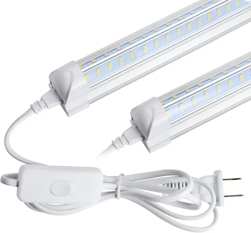 AQIQUUT Luz de Taller LED de 2 pies, Luz de Taller LED, 25W 6500K 3200LM Cubierta Transparente, Luminaria LED T8, Luces de Techo y Taller de