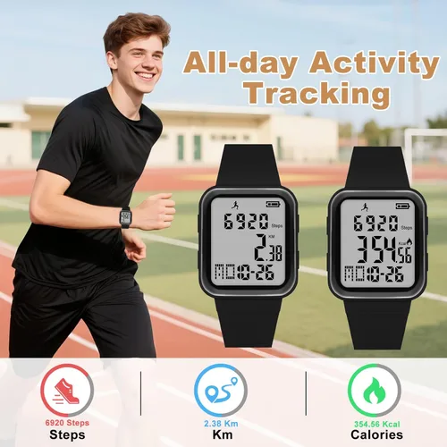 Vista 2 de Edillas Digital Watch for Mens Womens, Fitness Tracker with EL Backlight No AppPhone Required, Sport Watch with Step Counter Pedometer Timer