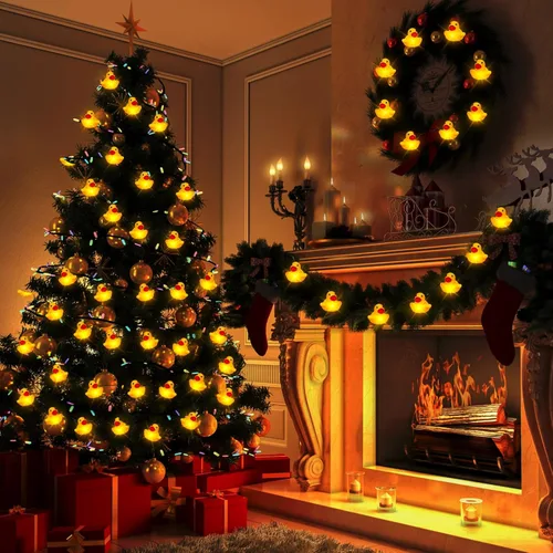 Vista 10 de Deekin 1 tira de luces de goma con forma de pato (20 LED cada una), decoración de crucero de pato, funciona con pilas, luces decorativas