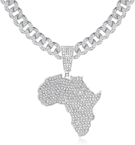 TOBENY Miami Cuban Link Pendant Chain for Men Women Silver Gold Plated Statement Big Butterfly Necklace Diamond Rhinestone Choker Necklace Iced Out