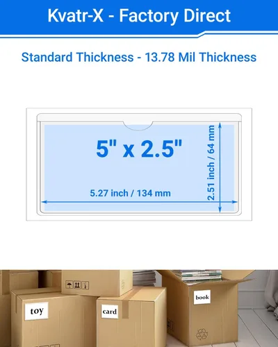 Vista 14 de 30 PCS Clear Self Adhesive Plastic Label Pockets, Top Loading Business & Library Index Card Holders, Peel and Stick Sleeves for Storage Bins, Totes