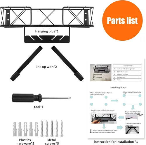 Vista 7 de Soporte de pared para tabla de planchar, soporte para tabla de planchar, organización y almacenamiento de decoración de lavandería, con cesta base
