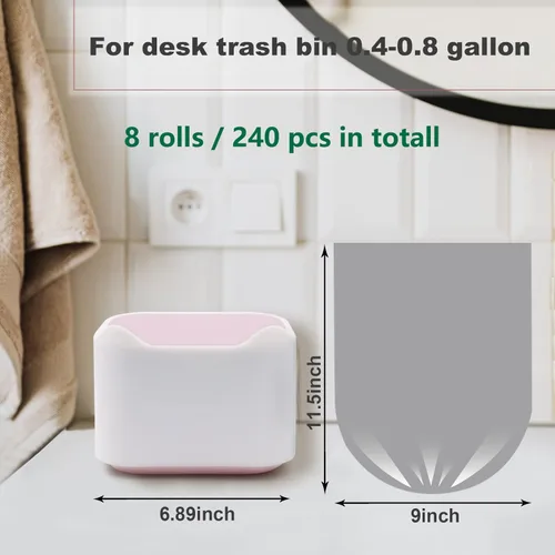 Vista 6 de Mini papelera de escritorio con tapa con 330 bolsas de basura
