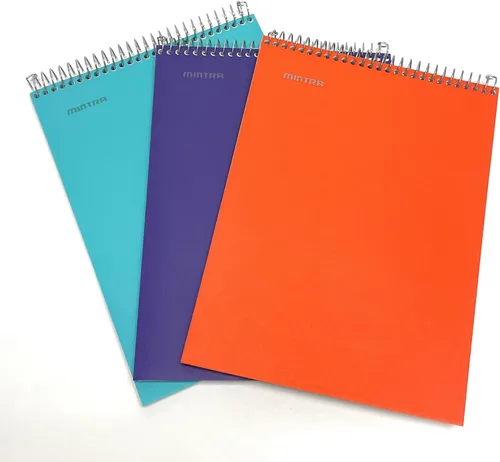 Vista 31 de Mintra Office TOP BOUND Cuadernos de espiral duraderos (hielo ártico, aceite de chile, verde oliva, rayas universitarias, paquete de 3)