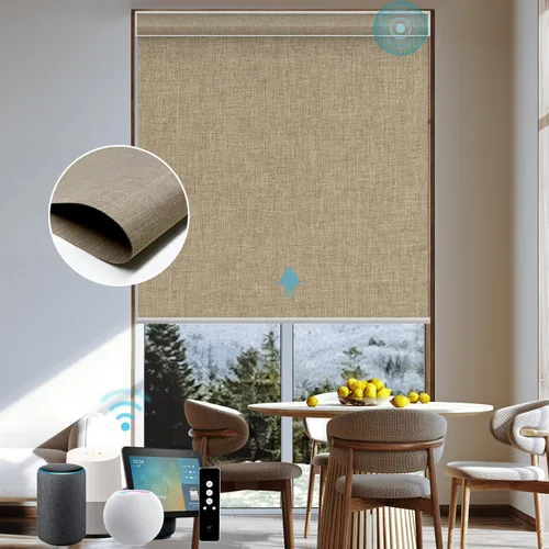 Vista 53 de SmartWings Persianas Motorizadas con Sombras para Ventana Control Remoto Funciona con Thread Apple Homekit Z-Wave Alexa 100% Blackout de Doble Cara