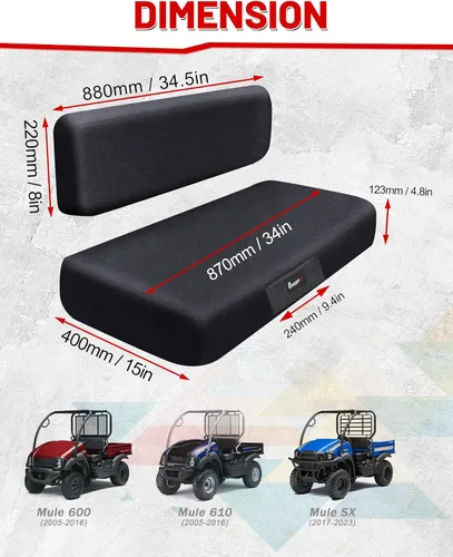 Vista 7 de StarknightMT Funda de Asiento de Banco Mule Compatible con Kawasaki Mule 600/610 2005-2016 y Mule SX 2017-2023, Accesorio Funda de Asiento UTV