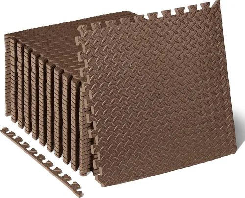 Vista 24 de ProsourceFit Alfombrilla de ejercicio con forma de rompecabezas, baldosas de espuma EVA entrelazadas, suelo protector para equipos de gimnasio