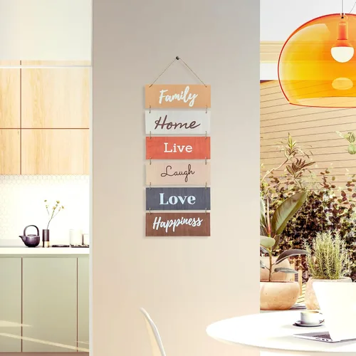 Vista 7 de Letrero colgante para decoración de pared, decoración vertical de bienvenida, accesorios rústicos para el hogar, sala de estar, dormitorio, familia