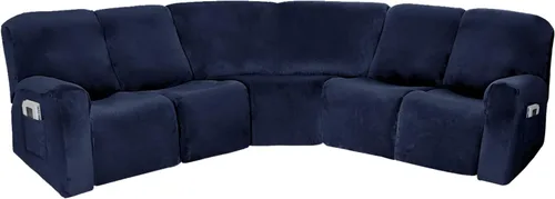 Vista 16 de MIFXIN Fundas para sofá reclinable, 7 piezas, terciopelo elástico, para 5 asientos, esquineros y reclinables, fundas para sofá modular