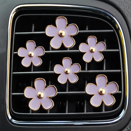 Vista 10 de Clips para salidas de aire - 6 piezas de decoración de margaritas para automóvil para salidas de aire y aire acondicionado - Accesorios