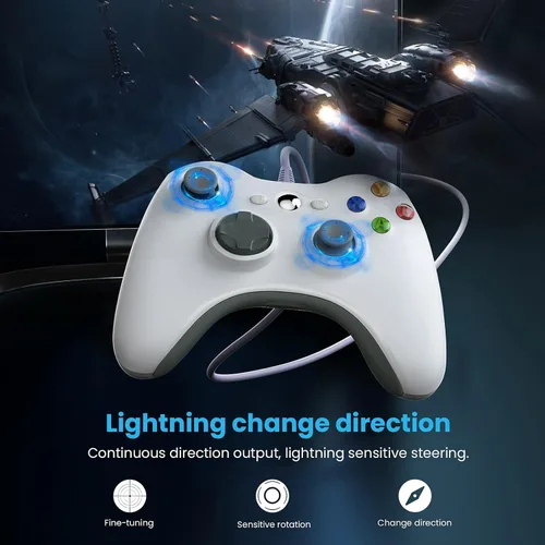 Vista 4 de YAEYE Controlador de PC con cable controlador de juego para Xbox 360 con doble vibración Turbo compatible con Xbox 360360 Slim y PC Windows 781011