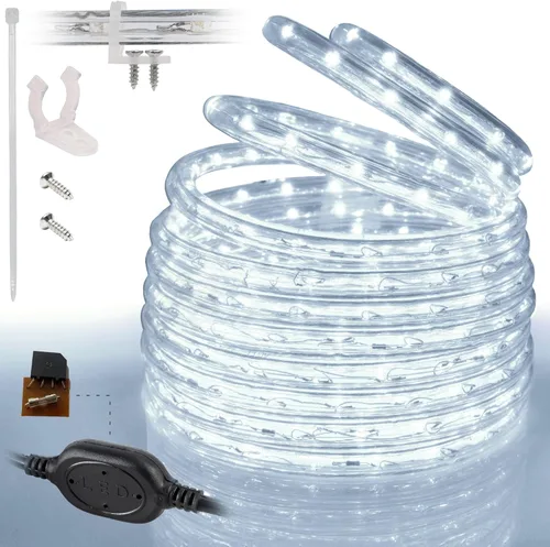 Vista 16 de Cuerda de luces LED de color blanco cálido de 10 pies, conectable al aire libre, permanente, impermeable, iluminación exterior, funda de PVC