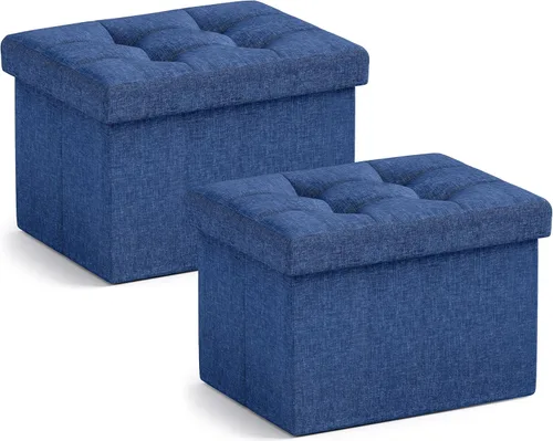 Vista 20 de Ornavo Home Otomana de almacenamiento pequeño, plegable, rectangular, de lino, otomana, para sala de estar, dormitorio, oficina en casa, dormitorio