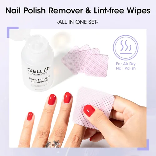 Vista 6 de Gellen Removedor de esmalte de uñas con toallitas de uñas sin pelusa, dispensador de bomba de removedor de esmalte sin acetona, 200 almohadillas