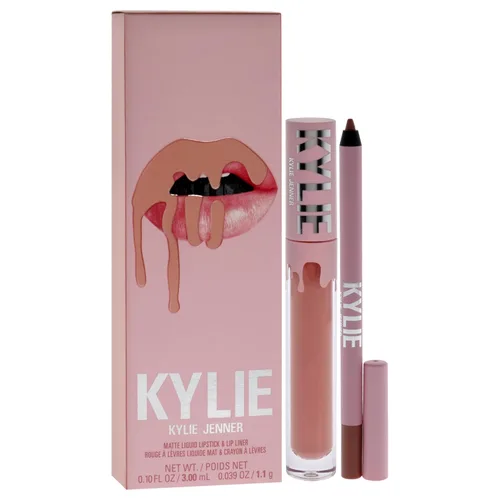 Vista 3 de Kylie Cosmetics Kit de labios mate, 700 Bare para mujeres, 2 lápices labiales líquidos mate de 0.10 onzas, delineador de labios de 0.03 onzas