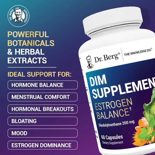 Vista 3 de Dr. Berg DIM Suplemento de equilibrio de estrógeno - Suplemento de estrógeno original para mujeres con diindolilmetano para síntomas menstruales