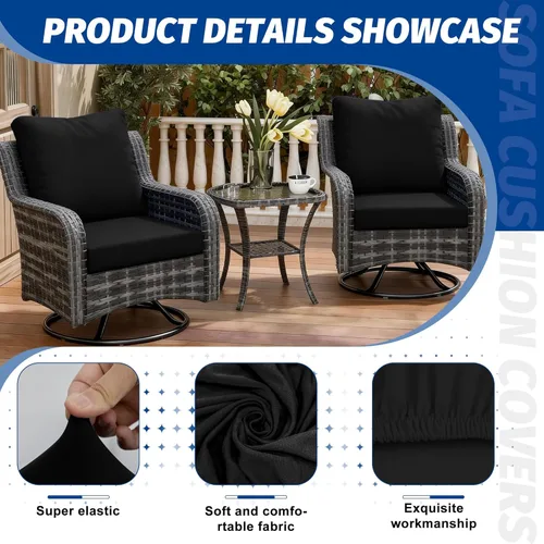 Vista 3 de Fundas de cojín elásticas para patio, fundas de cojín para muebles de patio, fundas de cojín para muebles de patio, protector de muebles lavable