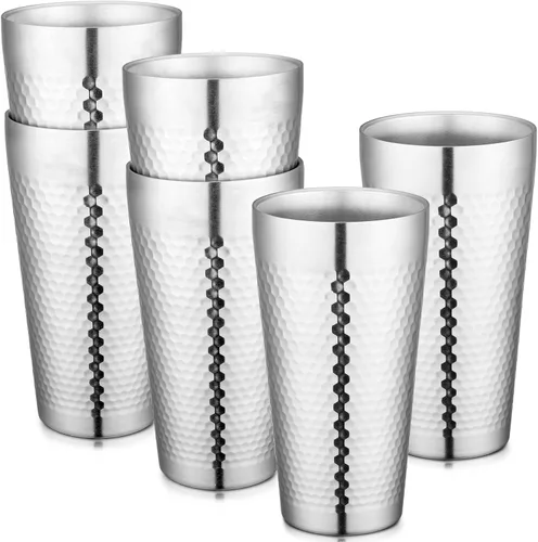 Vista 15 de Beasea Mini vasos de acero inoxidable, juego de 4 vasos de metal de 6 onzas, apilables de acero inoxidable 304, vasos de doble pared con aislamiento