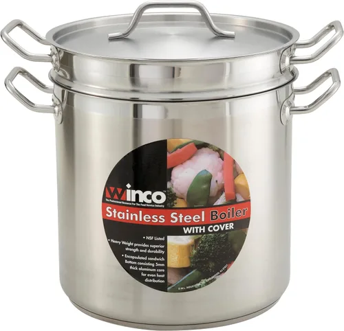Vista 3 de Winware - Caldera doble de acero inoxidable de 20 cuartos con cubierta