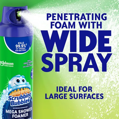 Vista 4 de Scrubbing Bubbles Mega limpiador en aerosol para baño y ducha, aroma a lluvia, 20 oz