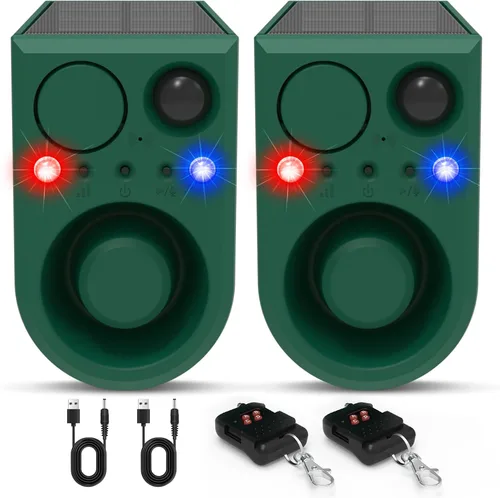 Vista 10 de ChunHee Alarma solar con sensor de movimiento para exteriores con sonido de alarma de ladridos de perro, grabación de soporte y volumen ajustable