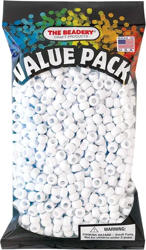 Vista 5 de The Beadery Cuentas rosas, 900 cuentas y cuentas de caballo de barril de 0.236 x 0.354 in, blanco, 900 piezas
