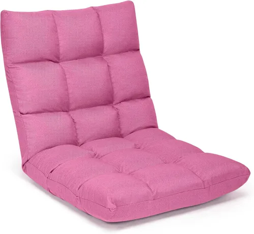 Vista 12 de Giantex Sofá ajustable para juegos de piso, acolchado de 14 posiciones, plegable, reclinable perezoso, esponja de alta resistencia, tela de algodón