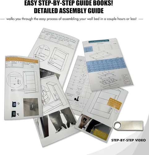 Vista 6 de Kit de cama vertical Murphy Queen, kit de accesorios de cama Murphy con resorte de gas de lujo de dos etapas, sin esfuerzo para tirar hacia abajo