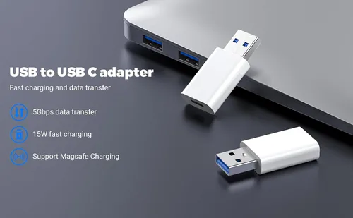 Vista 7 de Paquete de 2 adaptadores USB a USB C, adaptador USB-C hembra a USB
