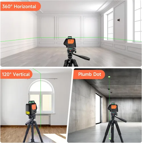 Vista 2 de DOVOH Nivel láser de punto con trípode: Nivel láser de punto 360 autonivelante DIY verde recargable, nivel de entrada, PV-360G-KIT