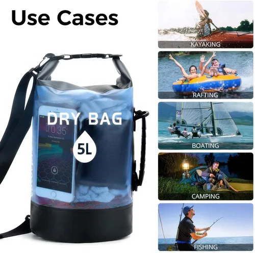 Vista 2 de Waterproof Dry Bag Backpack for Kayaking & Paddle Boarding - Lightweight Roll Top Dry Storage with Phone Case for Swimming, Boating, Beach, Camping