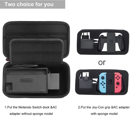 Vista 3 de Bestico Funda de transporte para Nintendo Switch y Switch modelo OLED funda de viaje portátil de carcasa rígida protectora para consola Nintendo