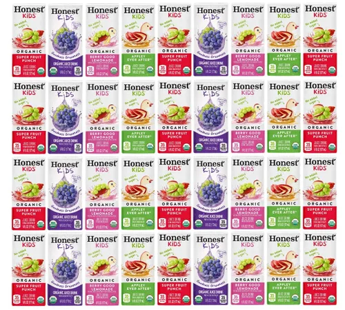 Vista 5 de Honest Kid Assorted Organic Juice Drink Variety Pack, 6 Fl Oz, Pack of 38