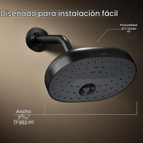 Vista 3 de Kohler 26290-G-BL Statement® Cabezal de ducha de tres funciones, 1.75 gpm, negro mate