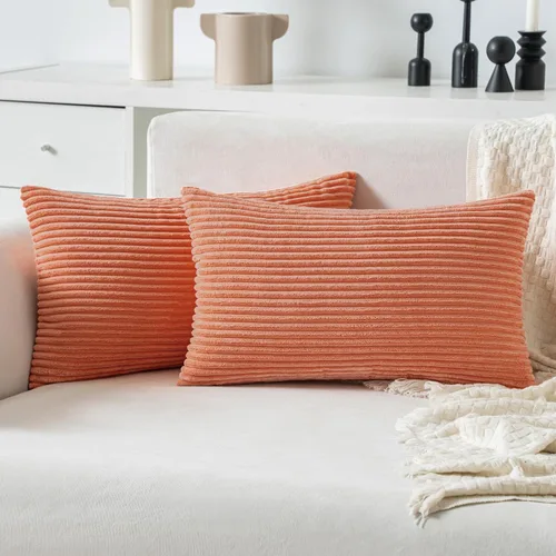 Vista 38 de MIULEE Paquete de 2 fundas de almohada de pana suave y sólidas, fundas de almohada cuadradas decorativas de color blanco crema para sofá, dormitorio