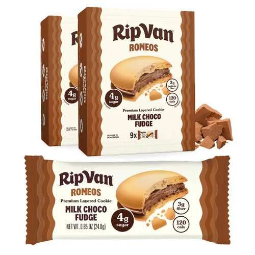 Vista 6 de Rip Van Romeos - Galletas de chocolate oscuro con malvavisco - Galletas bajas en azúcar - Bocadillo keto saludable - Paquetes individuales de 2