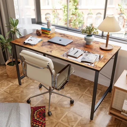 Vista 53 de CubiCubi Escritorio para computadora de 32 pulgadas, mesa de estudio para oficina en casa, escritorio de PC de estilo moderno y simple, marco