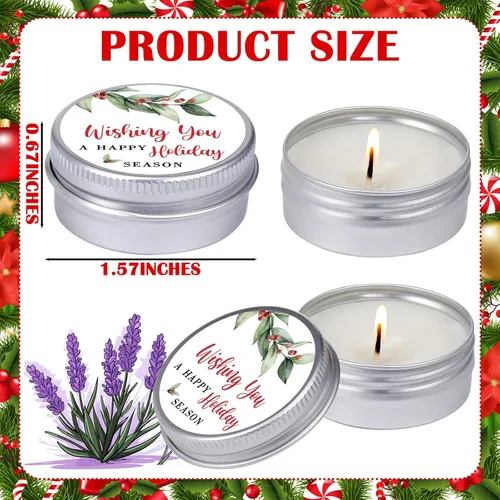 Vista 6 de MTLEE 50 velas de regalo para invitados de 1 onza de Navidad con aroma a lavanda de soja perfumada de cera de soja para aromaterapia, regalos